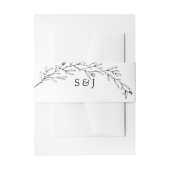 Met de hand getekende botanische zwart-wit trouw uitnodigingen wikkel (Voorkant Voorbeeld)