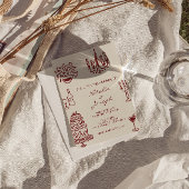 Met de Hand Getekende Bourgondische Romantische Wh Kaart
