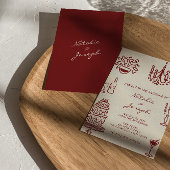 Met de Hand Getekende Bourgondische Romantische Wh Kaart