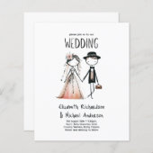 Met de hand getekende bruid bruidegom eenvoudige l (Voorkant / Achterkant)