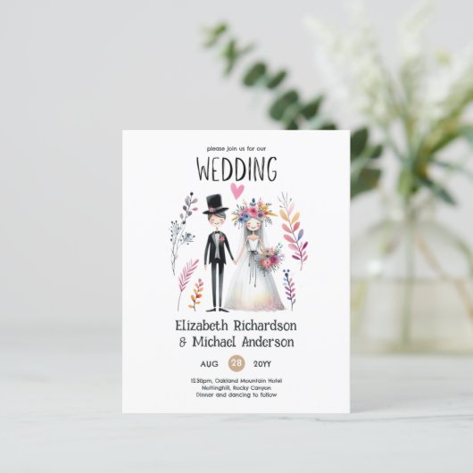 Met de hand getekende bruid bruidegom schattige gr (Staand voorkant)