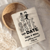 Met de hand getekende bruid en bruidegom 'Save The Save The Date