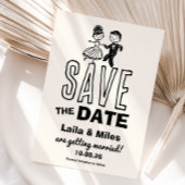 Met de hand getekende bruid en bruidegom 'Save The Save The Date