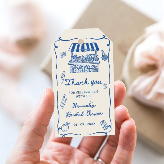 Met de Hand Getekende Bruidsdouche Vers van de Mar Cadeaulabel