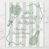 Met de hand getekende bruidsmeisjesborrel 'Fresh O Wijn Etiket (Enkel label)