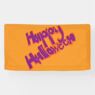 Met de hand getekende bubbelletters Happy Hallowee Spandoek