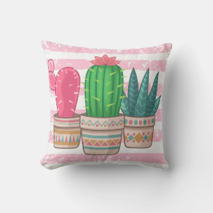 met de hand getekende cactus met strepen achtergro buitenkussen