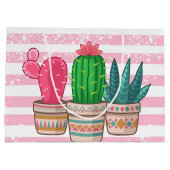 met de hand getekende cactus met strepen achtergro groot cadeauzakje (Achterkant)