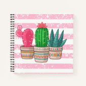 met de hand getekende cactus met strepen achtergro notitieboek (Voorkant)