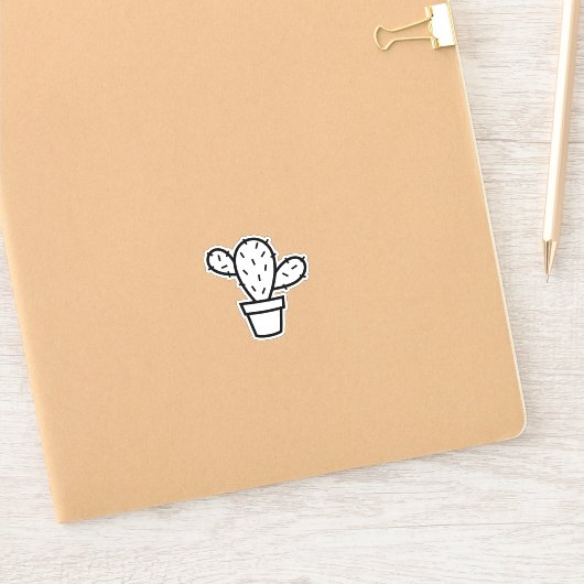 Met de hand getekende Cactus, vinylSticker, op maa Sticker (Notitieboek)