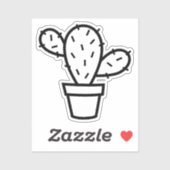 Met de hand getekende Cactus, vinylSticker, op maa Sticker (Vel)