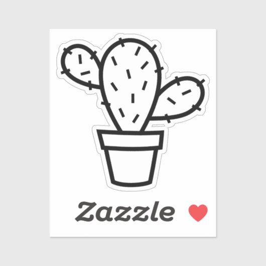 Met de hand getekende Cactus, vinylSticker, op maa Sticker (Vel)