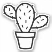 Met de hand getekende Cactus, vinylSticker, op maa Sticker (Voorkant)