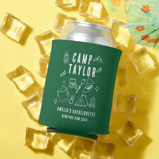 Met de hand getekende Camp Bachelorette Custom Can Blikjeskoeler (Insitu Zomer)