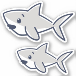 Met de Hand Getekende Cartoon Baby Shark Scrapbook Sticker
