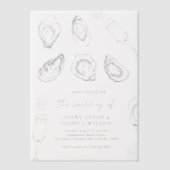 Met de hand getekende champagne & oesters roast br vellum uitnodigingen (Voorkant)