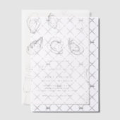 Met de hand getekende champagne & oesters roast br vellum uitnodigingen (Offset (Uitnodiging))