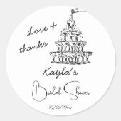 Met de hand getekende champagne toren bruidsdouche ronde sticker (Voorkant)