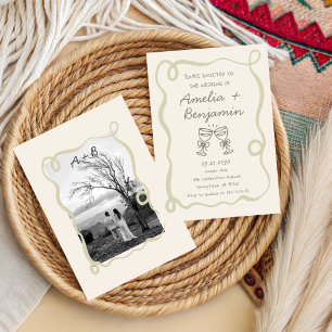 met de hand getekende champagne Whimsical Huwelijk Kaart