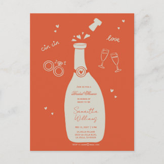 Met de hand getekende Champaign bruiloftsuitnodigi Briefkaart