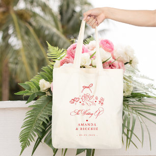 Met de Hand Getekende Cherubijn Vintage Cupido Huw Tote Bag