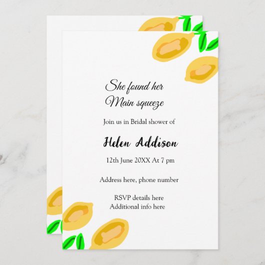 met de hand getekende citroenbladeren voegen QR-vr Kaart (Voorkant / Achterkant)