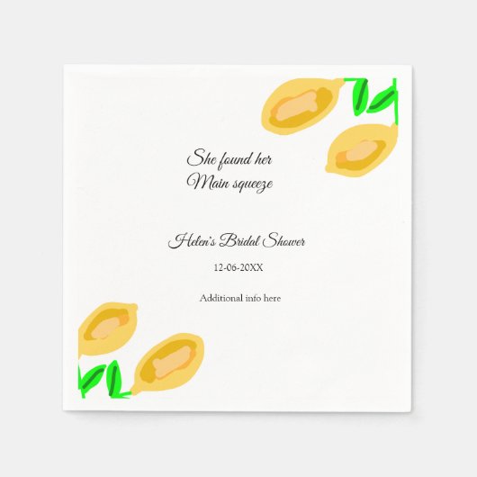 met de hand getekende citroenbladeren voegen QR-vr Servet (Voorkant)