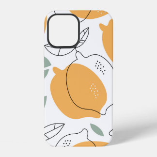 Met de hand getekende citroenen achtergrond. Naadl iPhone 12 Hoesje