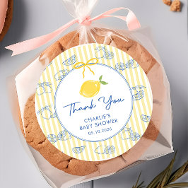 Met de hand getekende citrus citroen baby shower s ronde sticker