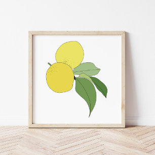 Met de Hand Getekende Citrus Citroen Tak Keuken Ku Poster