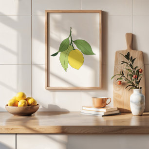Met de Hand Getekende Citrus Citroen Tak Keuken Ku Poster