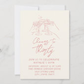 Met de hand getekende cocktailproost op 30-jarige kaart (Voorkant)