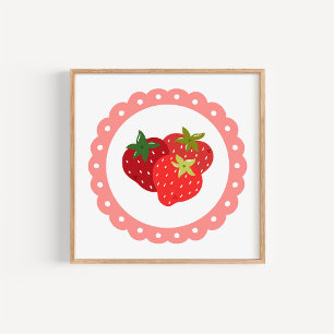 Met de hand getekende Coquette Aardbei Kunstprint Poster