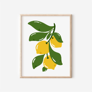 Met de Hand Getekende Coquette Citroen Tak Keuken Poster