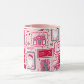Met de hand getekende coquette krabbel roze kerst mok (Midden)