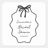 Met de hand getekende Coquette Strik Bruidsdiner  Vierkante Sticker (Voorkant)