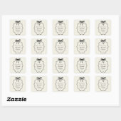 Met de Hand Getekende Coquette Strik Bruidsdouche Vierkante Sticker (Vel)