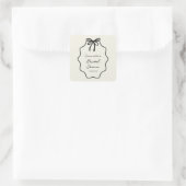Met de Hand Getekende Coquette Strik Bruidsdouche Vierkante Sticker (Tas)