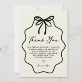 Met de Hand Getekende Coquette Strik Bruiloft Fees Bedankkaart (Voorkant)