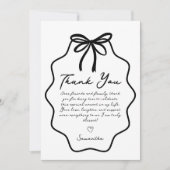 Met de Hand Getekende Coquette Strik Bruiloft Fees Bedankkaart (Voorkant)