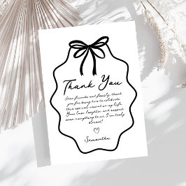 Met de Hand Getekende Coquette Strik Bruiloft Fees Bedankkaart