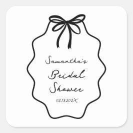 Met de Hand Getekende Coquette Strik Bruiloft Fees Vierkante Sticker