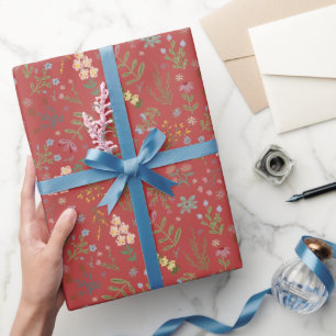 Met de hand getekende cottage gardin bloemen op ro cadeaupapier