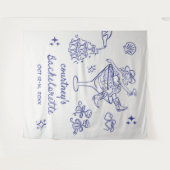 Met de Hand Getekende Cowgirl Bachelorette Weekend Wandkleed (Voorkant (horizontaal))