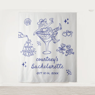 Met de Hand Getekende Cowgirl Bachelorette Weekend Wandkleed