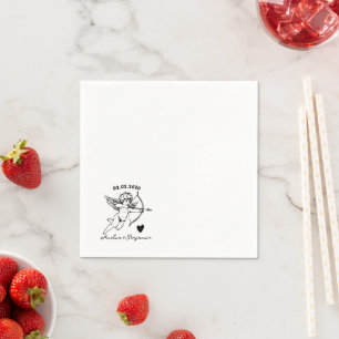 Met de Hand Getekende Cupido Cocktail Bruidsservet Servet