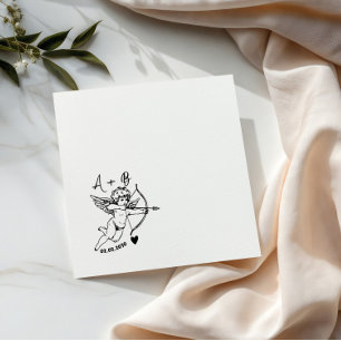 Met de hand getekende Cupido Cocktail Bruiloft Ser Servet
