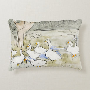Met de hand getekende Cute Duck-foto's White Duck  Accent Kussen