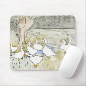 Met de hand getekende Cute Duck-foto's White Duck Muismat (Met muis)