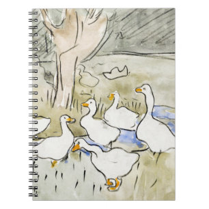 Met de hand getekende Cute Duck-foto's White Duck  Notitieboek
